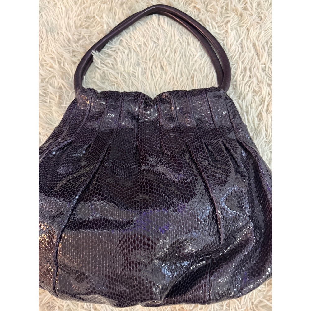 Brighton Purple Snakeskin Embossed Leather Shoulder‎ Handbag Bag